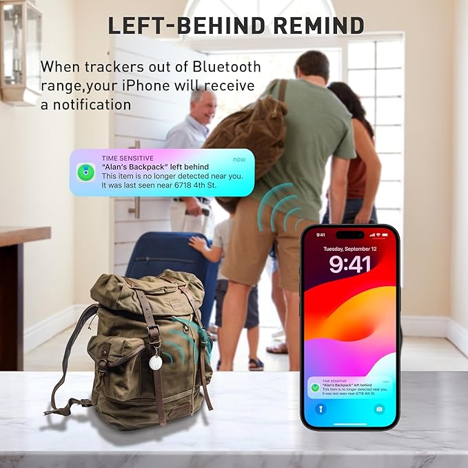 Air Tracker Tags [Apple MFi Certified] (iOS Only), Smart Bluetooth Tracker, Compatible with Apple Find My, Item Locator for Keys, Luggage, Wallet, Suitcase, Bags, IP67 Waterproof