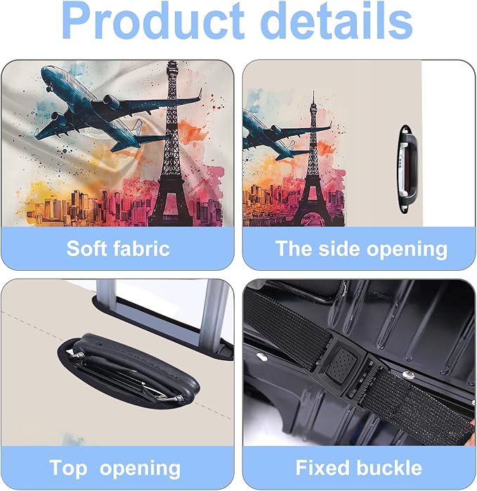 Luggage Cover Washable Suitcase Protector Anti-scratch Suitcase cover Fits 20-34 Inch Luggage (Tower-2, L(28-30inch suitcase))