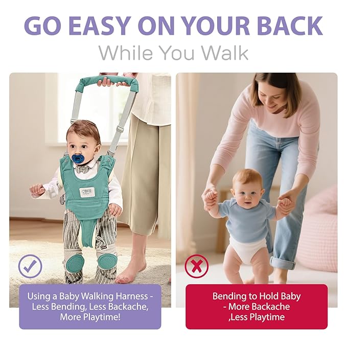 Baby Walking Harness-Handheld Assistant Belt- Toddler Infant Walking Aid for Trainer & Support 7-24 Month Old (all-season-Green-1819)