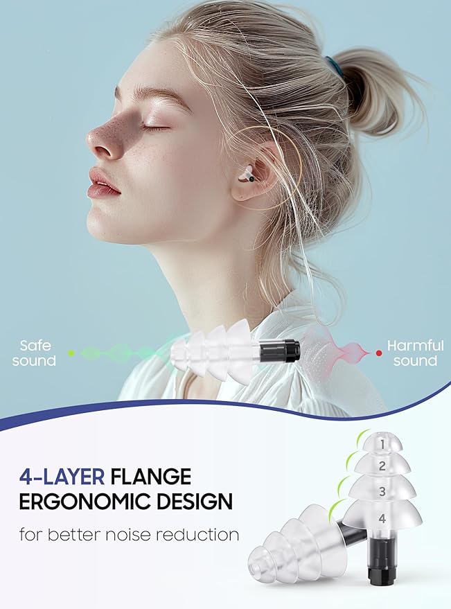 Ear Plugs for Airplane Pressure Relief, Kids 6+, Adults/Small Canal Reusable Airplane Earplugs 26dB, with Silicone Connector Cord, Travel Essentials for Flying, Ear Protection Earplugs