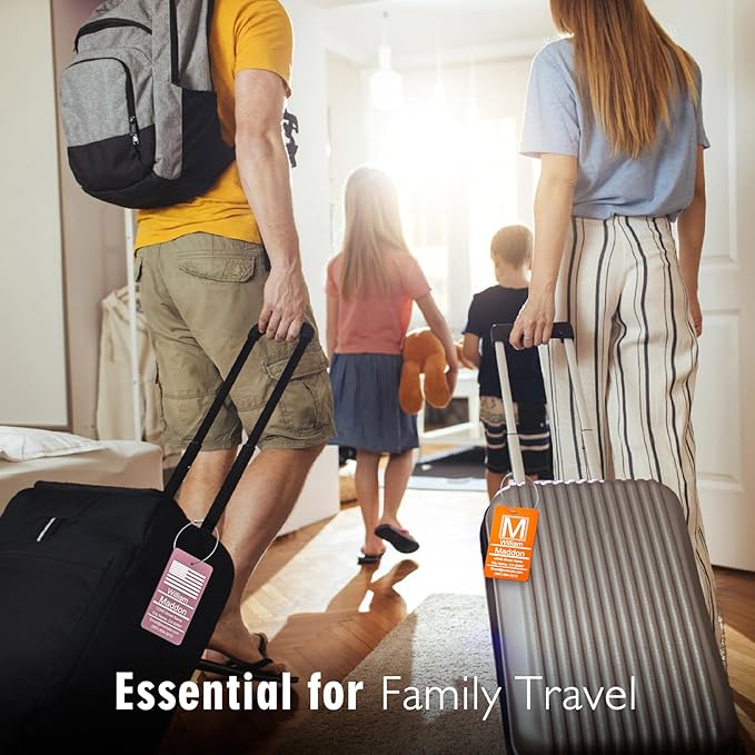 Luggage Tags for Suitcase - Personalized Engraved Metal Tag for Cruise Travel Purple - Custom Name Tags Suitable for Bags and Backpacks