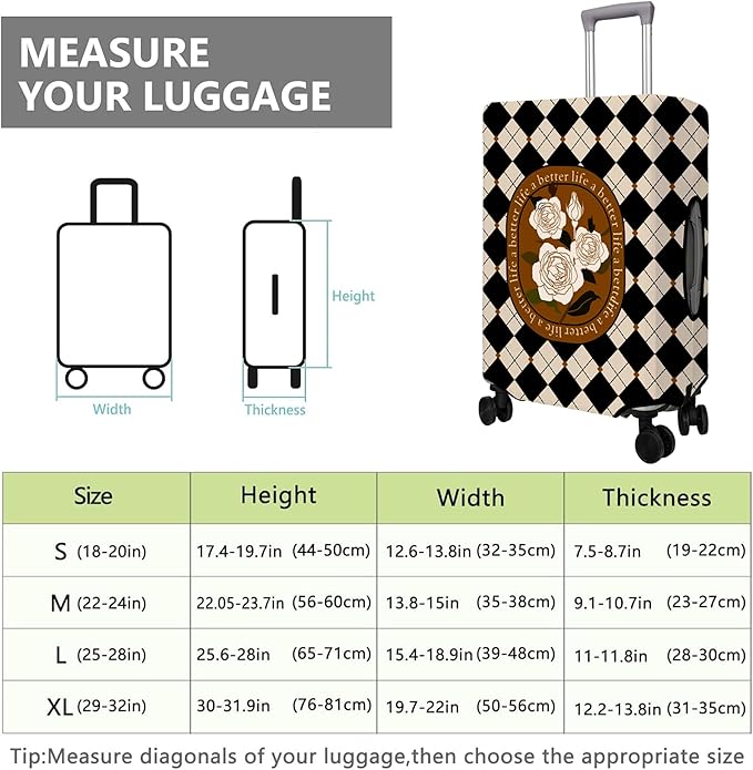 Travel Luggage Cover Suitcase Protector Fits 18-32 Inch Wheel Covers PatternedTravel Related Items Flower Luggage Protector Elastic M
