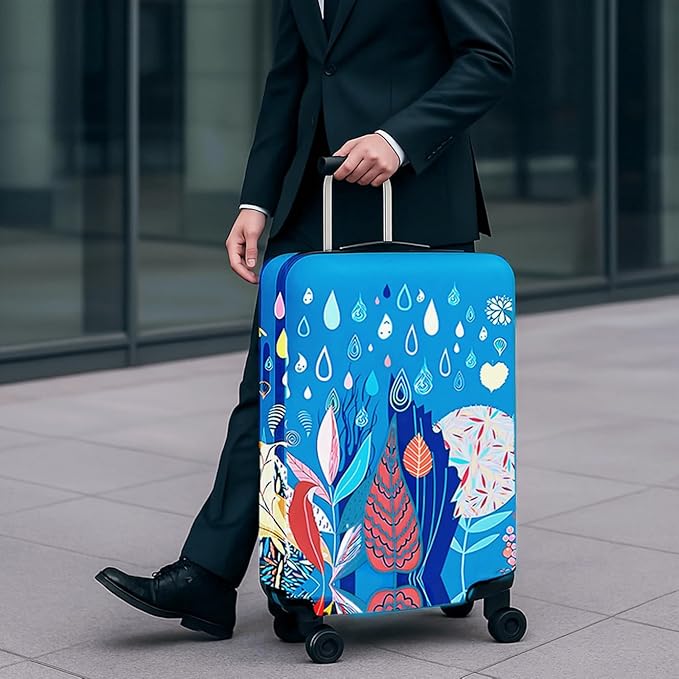 WUJIAONIAO Travel Luggage Cover Baggage Suitcase Cover Protector Skins 18-32 Inch (rainy season, XL (for 29-32 inch luggage))
