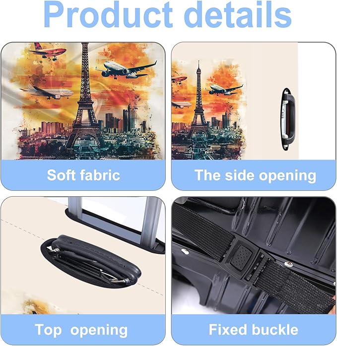 Luggage Cover Washable Suitcase Protector Anti-scratch Suitcase cover Fits 20-34 Inch Luggage (Tower-1, L(28-30inch suitcase))