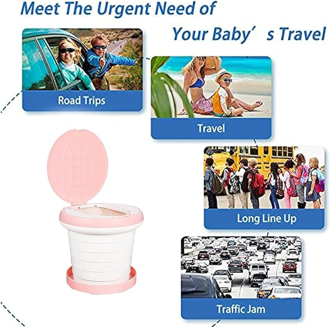 SunnySmile Travel Potty for Toddler, Portable and Foldable Toilet, Apply to Seat Emergency Toilet for Car, Camping, Outdoor, Indoor (pink, large)