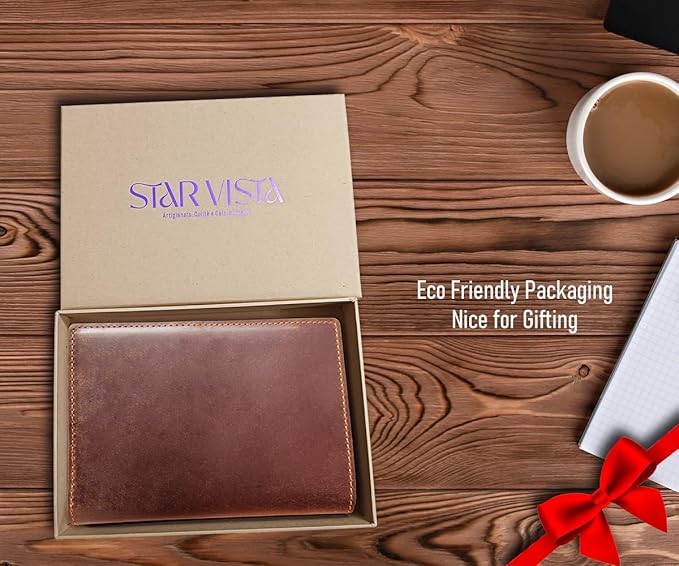 STAR VISTA Albatross Leather Travel Passport Holder, Minimalist Design, Full Grain Leather Case for Men and Women - Slim Passport Wallet, Bifold, RFID Blocking