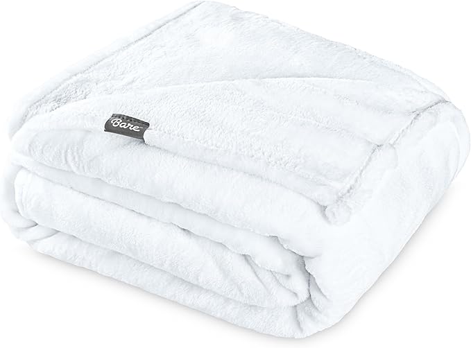 Bare Home Fleece Blanket - Full/Queen - Ultra-Soft Lightweight for Bed, Sofa, and Couch - Luxury Microplush - Cozy Warm Blanket (Full/Queen, White)