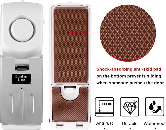 KERUI Door Stop Alarm & Portable Door Lock, Dual Protection Security Door Stopper Wedge Alarm with 3 Levels Sensitivity, Door Security Devices for Travel Hotel Home Apartment (3 Pack)