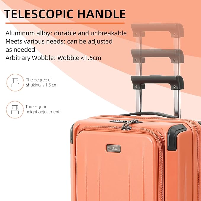 29 Inch Luggage, Top Opening Airline Approved ABS+PC Hard Shell Suitcases with Silent Wheels, TSA Lock,Front Pocket and Wet-dry Separated Six-piece Set (AD Orange, 29 Inch)