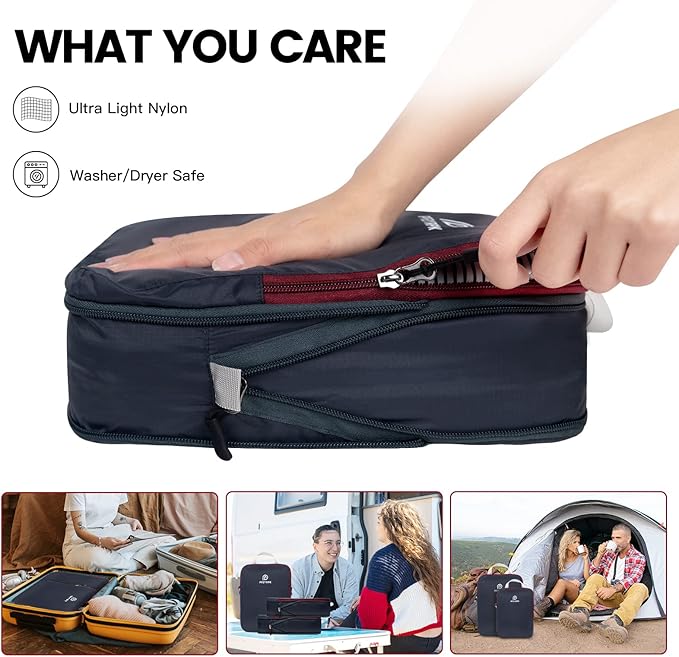 Lightweight Compression Packing Cubes for Suitcases, Compressible Expandable Travel Packing Organizer with Clear Toiletries and Backpack Bag, Travel Essentials for Carry on Luggage 7 Set