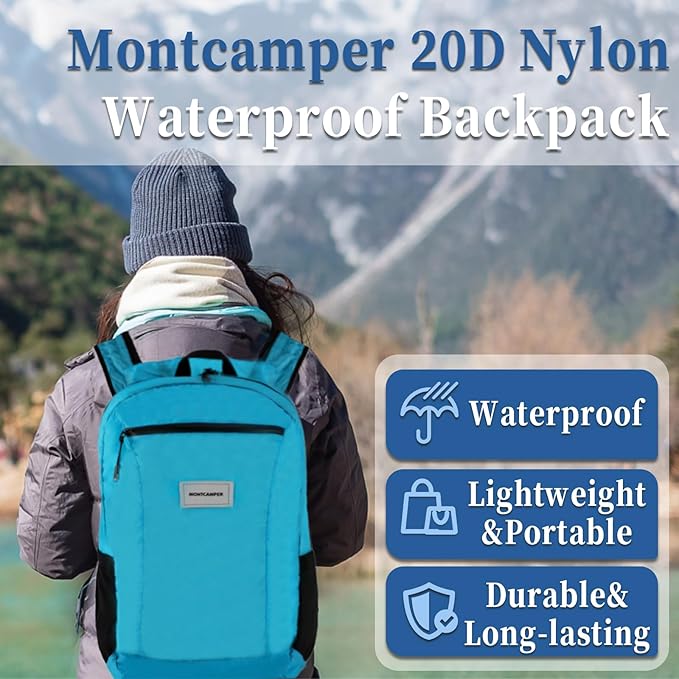 Hiking Daypack - Lightweight & Water-Resistant Portable Backpack for Travel, Camping, Outdoor Adventures(25L,turquoise blue)