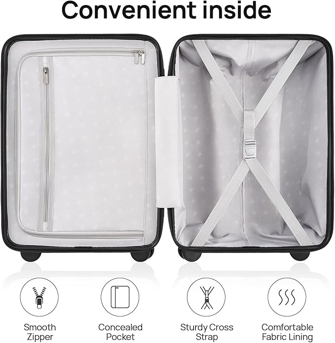 Carry on Luggage 22 X 14 X 9 Airline Approved, 20 Inch Luggage for 3-5 Days Travel, Double Spinner Wheels, 100% Hardshell PC, TSA Lock (06-Raspberry (Basic), Checked 28-Inch)
