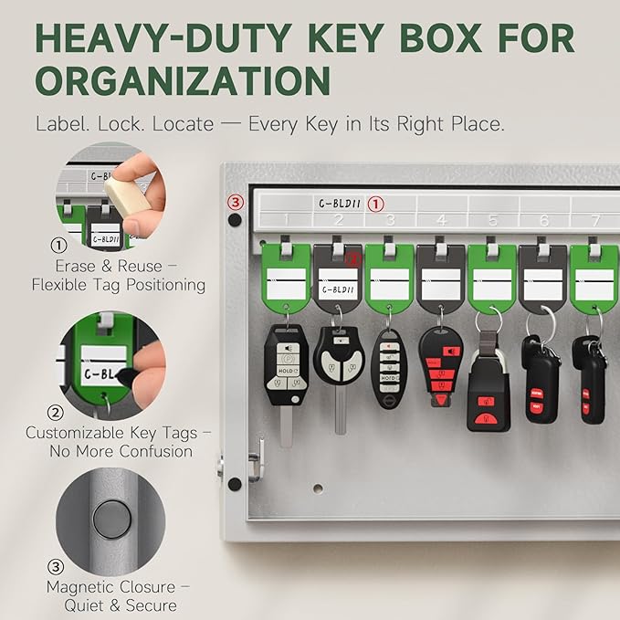 WeHere 16 Key Lock Box Wall Mount, APP Bluetooth/One Time Password Share/Wi-Fi Remote/Fixed Code/Key Unlock, Smart Key Cabinet, Key Organizer Box for Apartment, Hotel, Office, House Key Manage