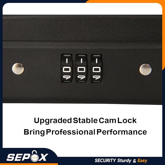 SEPOX 10Pcs Portable Security Case Lock Box Steel, Personal Travel Safe Storage Cabinet for Small Item, with 3 Ft Security Cable& Ressetable Combination Lock for Office, Car, Sports, Water Resistant