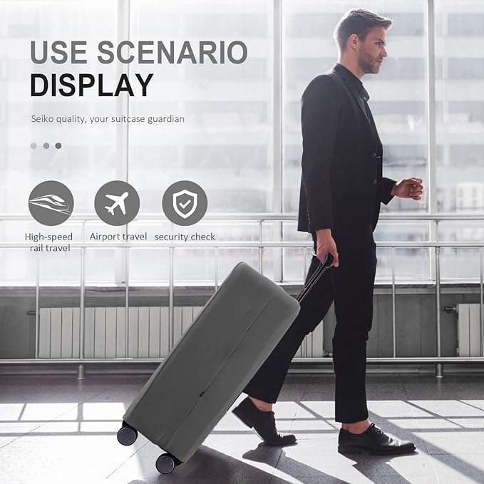 Travel Luggage Cover Suitcase Protector Scratch-Resistant Fit 19-31 Inch Suitcase, Not Included Suitcase (Slate Gray, XL(28-29 inch))