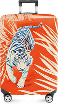 ANNA QUEEN Funny White Tiger Luggage Cover, Suitcase Protector with Bold Jungle Animal Print, Stretchable, Washable Travel Cover for 24-26 Inch Luggage