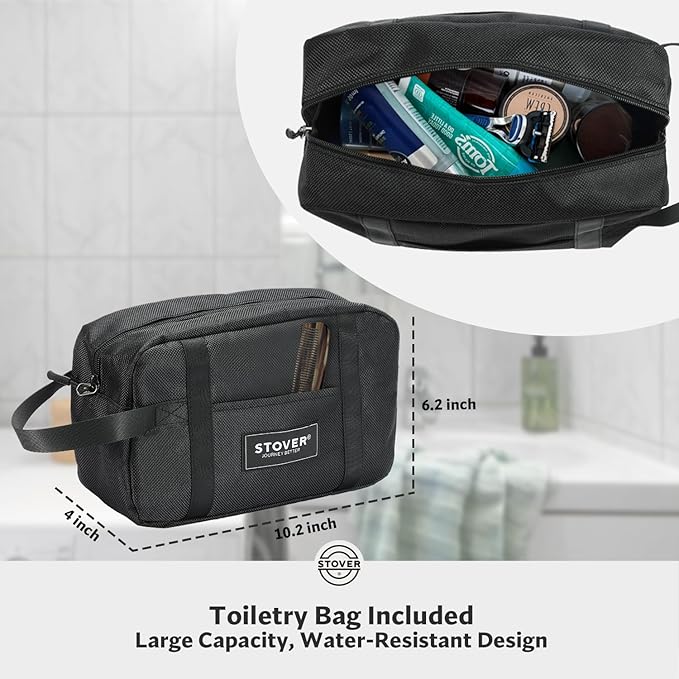 STOVER 80L Rolling Duffel Bag with Wheels, Large 31 Inch Durable Travel Duffle Bag + Toiletry Bag, Heavy Duty, Packable, Foldable w/Shoulder Straps- Use as Luggage or Backpack, Men/Women (Tan)