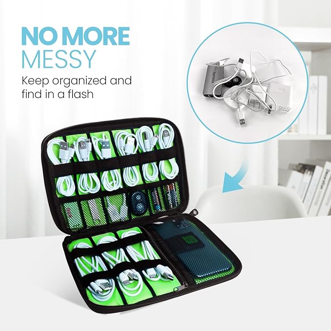 Electronics Travel Organizer,Portable Waterproof Electronic Travel Storage Bag for Small Charging Cord Storage,Charger,SD Card etc,for Travel,Business-Orange Green