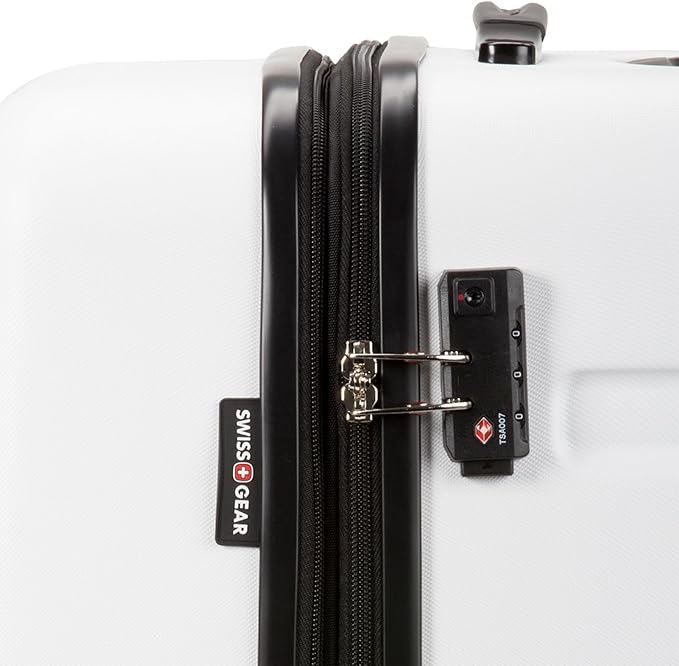 SwissGear 7366 Hardside Expandable Luggage with Spinner Wheels, White, Checked-Large 27-Inch