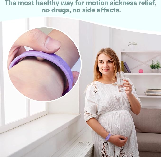 Motion Sickness Bracelets Sea Sickness Wristbands for Motion Sickness/Morning Sickness/Pregnancy Nausea Anti Nausea Bands Acupressure Wristband Motion Sickness Bands（1 Pair Sunglow）