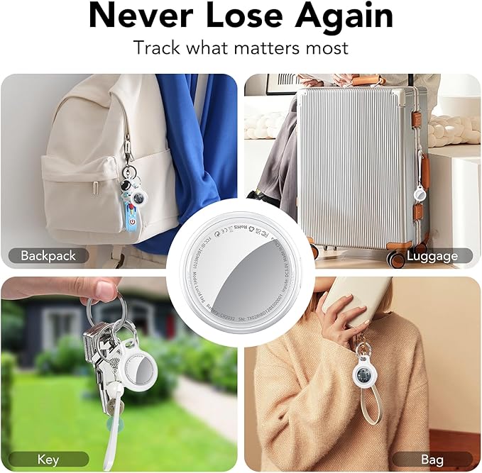 2025 New [Apple MFi Certified] (iOS Only) Air Tracker Tags-3 Pack, Bluetooth Tracker for Apple Find My, Replaceable Battery, Key Finder and Item Locator Smart Tag for Keys, Bags, Luggage, Pets, White