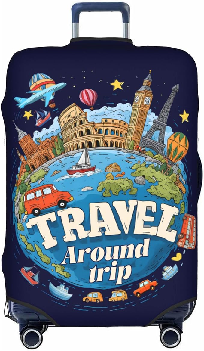 Luggage Cover, Travel Suitcase Covers, Elastic Suitcase Protective Cover, Scratchproof Luggage Protector, Washable Dustproof Trolley Case Protector Fit 22-28 Inch (word, L（25-28inch suitcase）)