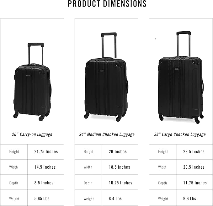 Kenneth Cole REACTION Out of Bounds Lightweight Hardshell 4-Wheel Spinner Luggage, Midnight Black, 28-Inch Checked