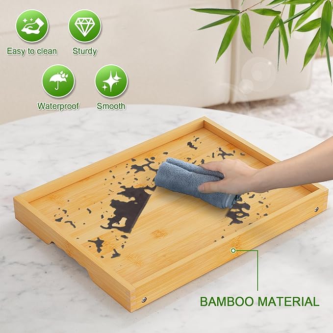 Bed Tray Table with Folding Legs,Bamboo Breakfast in Bed for Kitchen Serving Tray,Sofa,Eating,Used As Laptop Desk Snack Tray (Bamboo, Medium)