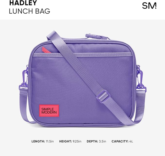 Simple Modern Hadley with Shoulder Strap | Lunch Box for Kids, Teens, and Adults | Insulated Bag for Girls, Boys, Women, Men | Meal Containers with Exterior and Interior Pockets | Raspberry Vibes