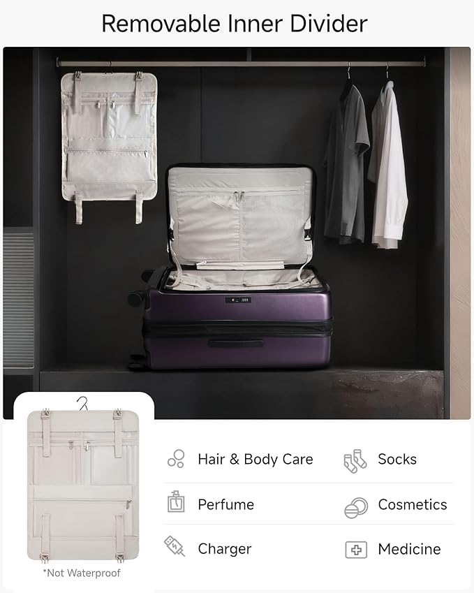 LUGGEX Checked Suitcase Top Opening, FLT Expandable Polycarbonate Hard Shell Suitcase with Wheels (FLO-Lite, Purple, 28 Inch, 105L-115L)