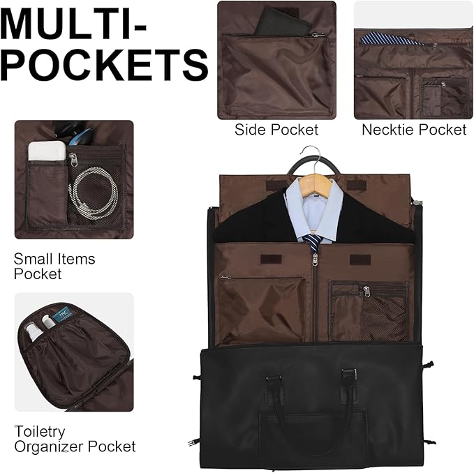 Modoker Rolling Garment Bag for Travel Wheeled Duffel Bag Luggage Suit Travel Bags for Men and Women,3 in 1 Carry on Convertible Garment Bag with Wheels,Black