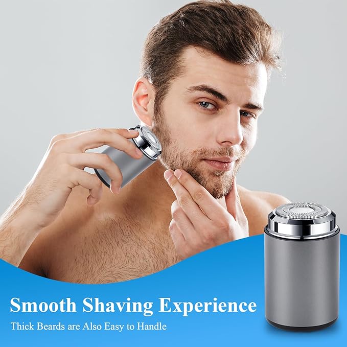 Mini Electric Shaver, Portable Mini Electric Shaver, Pocket Size MiniElectricShaver for Men, USB Rechargeable Waterproof ShaverElectric Beard Trimmer for Home, Car, Office, Business Trip (Blue)