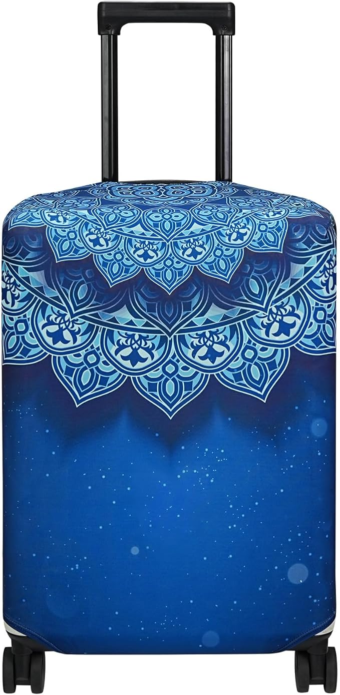 Explore Land Travel Luggage Cover Suitcase Protector Fits 18-22 Inch Case (Blue Violets, S)