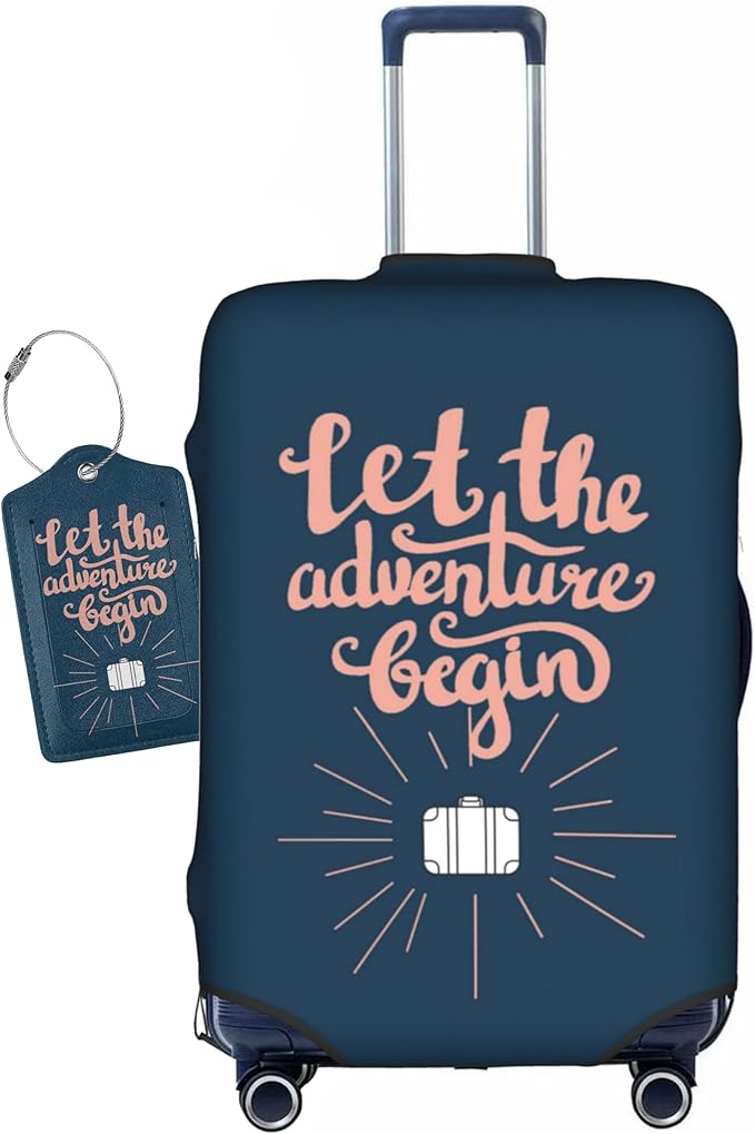 Let The Adventure Begin Luggage Cover Washable Suitcase Protector, Luggage Tag Travel Birthday Gifts For Men Women (S 18-21 Inch Luggage)