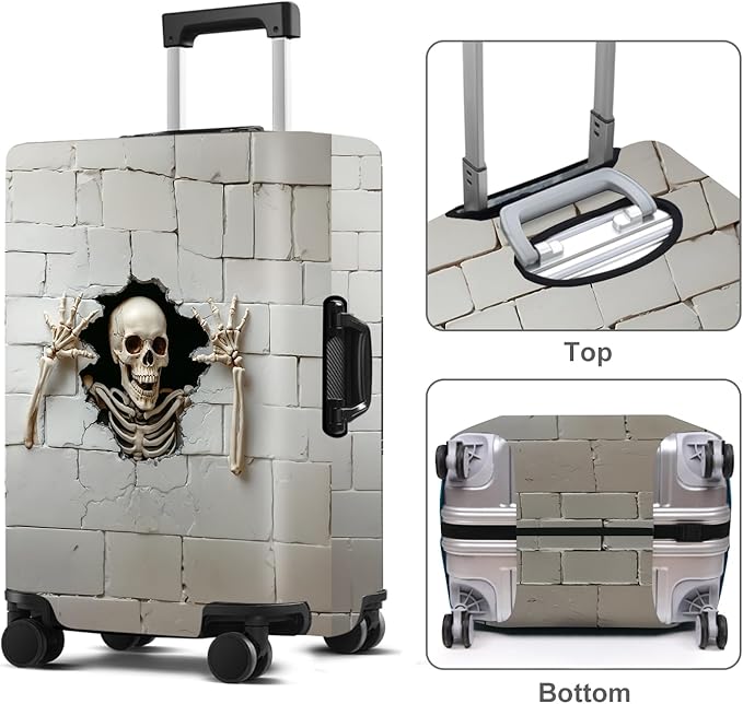 Luggage Cover Washable Suitcase Protector Anti-Scratch,Stretchable Fit for 20-34Inch Luggage Durable Travel Bag Cover with Zipper Closure (Skull, XL(fits 32-34Inch suitcase))