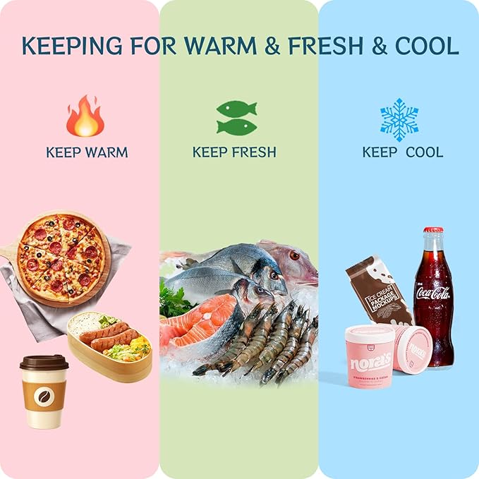 Della Gao Insulated Lunch Bag for Women Men, Waterproof Small Lunch Tote Lunch Box, Reusable Lunch Bags for Work, Party, Travel and Picnic (Black)