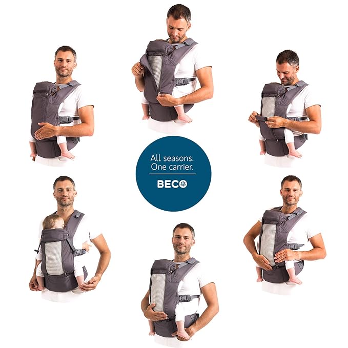 Beco 8 Baby Carrier from Newborn to Toddler (7-45lbs) - All in 1 Hybrid Front, Hip and Backpack Style Carrier with Breathable, Cooling Mesh - Rust
