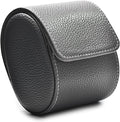 Oirlv Luxury Leather Travel Watch Case - Single Watch Box for Women - Portable Jewelry Storage Roll Organizer (Grey)