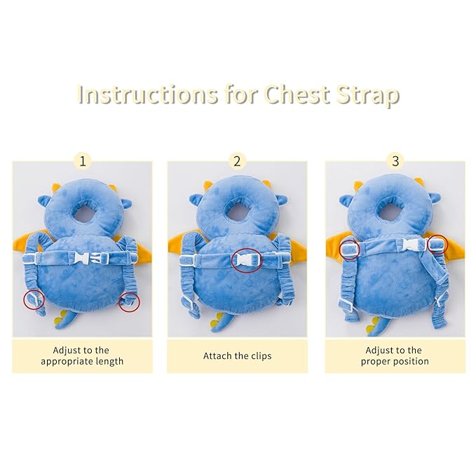 Baby Head Protector Backpack, Toddler Toddler Head Protector, Toddler Head Protector Padded Backpack Elasticated Carrier Wear (Dragon)