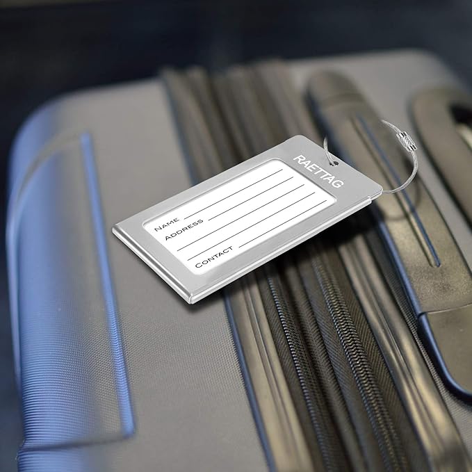 Luggage Tags Metal Suitcase Tags Travel Bag ID Identifier Luggage Tag (Silver 2-Pack)