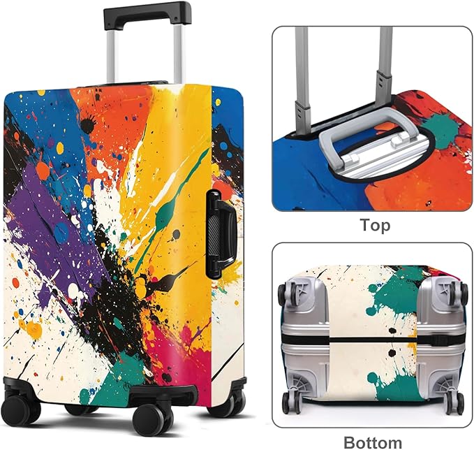 Luggage Cover Washable Suitcase Protector Anti-scratch Suitcase cover Fits 20-34 Inch Luggage (Watercolor, S(20-22inch suitcase))