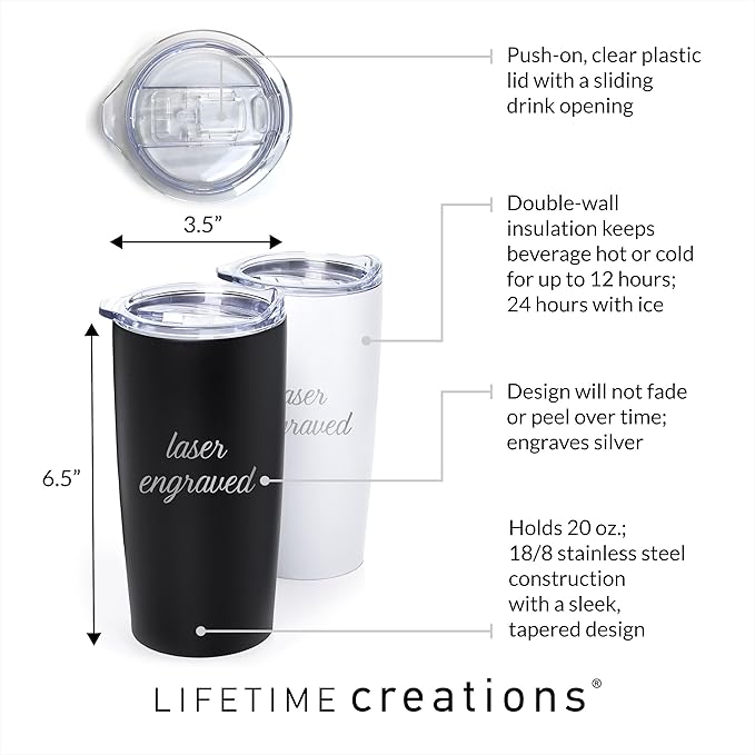 Lifetime Creations Personalized Basketball Coach Tumbler: Custom Basketball Coach Gift, Coaches Coffee Travel Mug from Team, Insulated Engraved Stainless Steel 20 Ounce Cup (White)