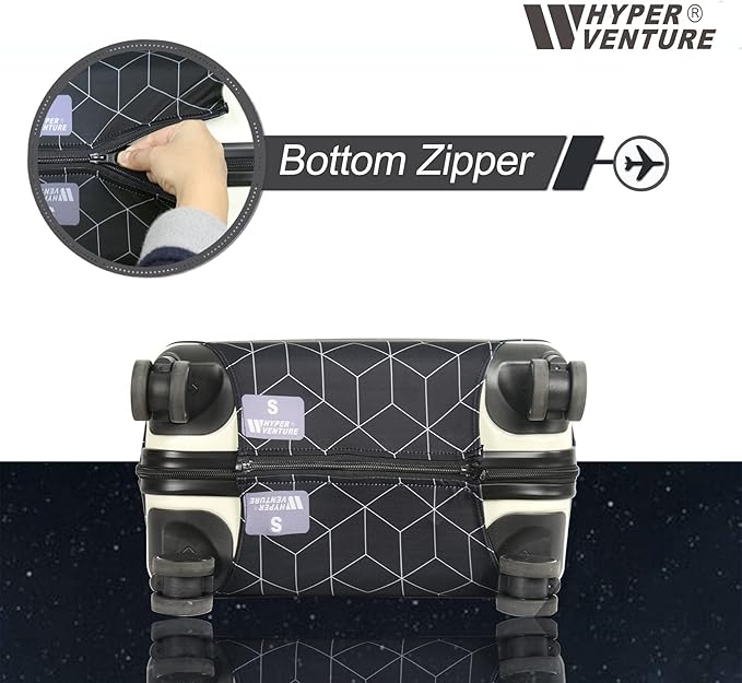 HYPER VENTURE Washable Luggage Cover - Fashion Suitcase Protector Fits 23-26 Inch Luggage (Black Maze, M)