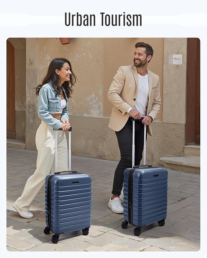 LIGHT FLIGHT Luggage Sets, Carry On Luggage 22x14x9 Airline Approved, Carry On Travel Bag Suitcases with Wheels, Expandable Hardside Lightweight Rolling with TSA Lock 2-Piece Set (DB/20),Rose Purple