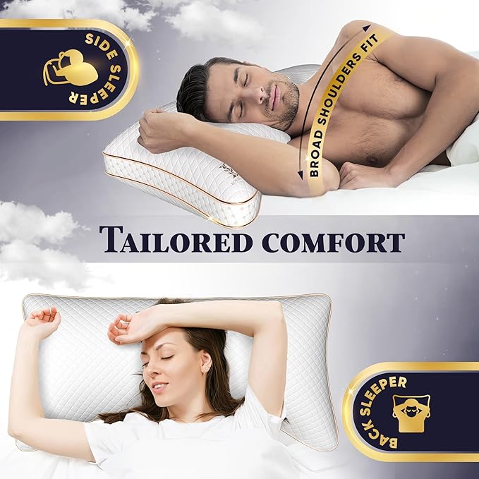 Royal Therapy King Memory Foam Pillow, Adjustable Shredded Odor-Free Pillow for Neck & Shoulder Pain Relief, Support for Back, Stomach, Side Sleepers