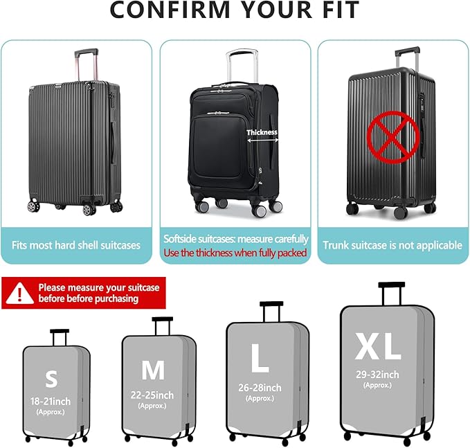 TRAVELKIN more than travel Luggage Cover Washable Suitcase Protector Anti-scratch Suitcase cover Fits 18-32 Inch Luggage