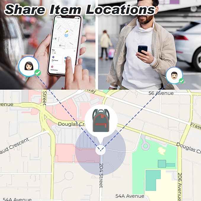Air Tracker Tags 4 Pack Luggage Tracker Works with Find My (iOS only), Key Tracker, Wallet, Suitcase,Bicycle and More, Replaceable Battery, IP67 Waterproof