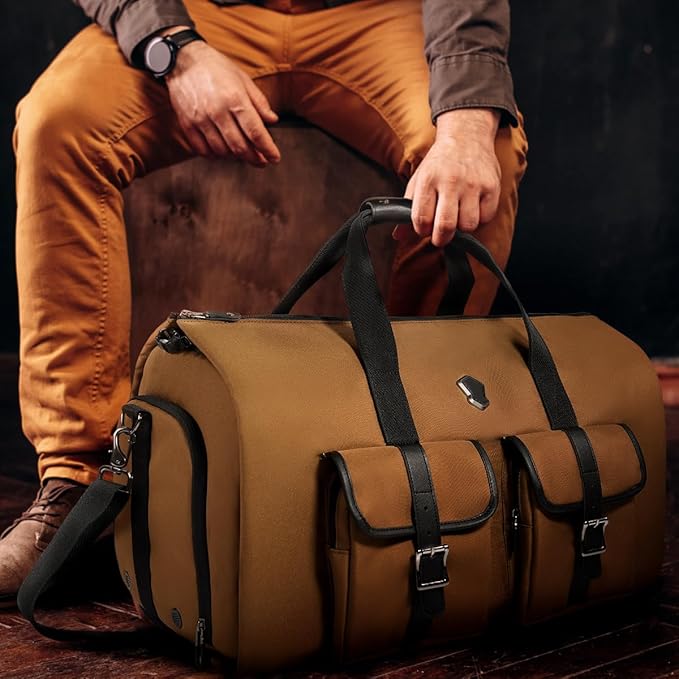 WELKINLAND 48H Garment Duffle Bags For Travel,10-Pockets Carry On Garment Bag, 3 Suit Travel Bags, 62L 2-In-1 Garment Duffel Bag, Convertible Garment bag, Boardable Garment Bag