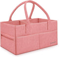 Runsabay. Diaper Caddy Organizer for Newborn Baby Essentials, Large Nursery Storage Bin, Car Organizer for Baby Diapers and Wipes, Baby Basket with Handles - Pink