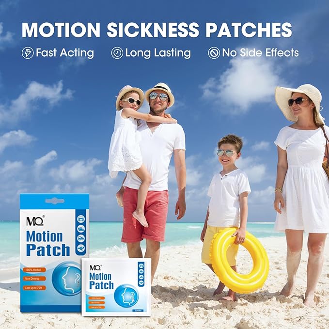MQ Motion Sickness Patch,40 Count,Non Drowsy Sea Sickness Patches Behind Ear for Cruise Ship Travel, Waterproof Car Sick Patches Fast Acting & Long Last 72H